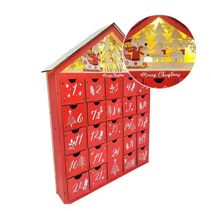 TimberGlow | Elegante calendario dell'Avvento in legno con luci decorative natalizie