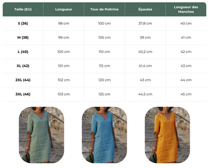 Solènea | Vestito lungo in lino con maniche lunghe e scollo a V – Eleganza Naturale