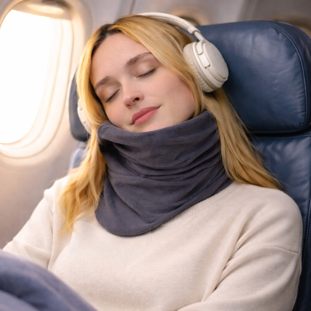 Cuscino da viaggio avvolgente per il collo, cuscino di sostegno per aereo e auto