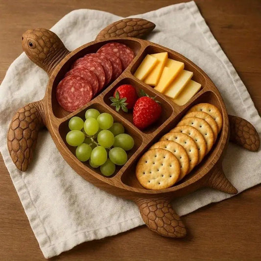 EDELHOLZ - Tagliere in legno decorativo a forma di tartaruga, fatto a mano, per servire stuzzichini