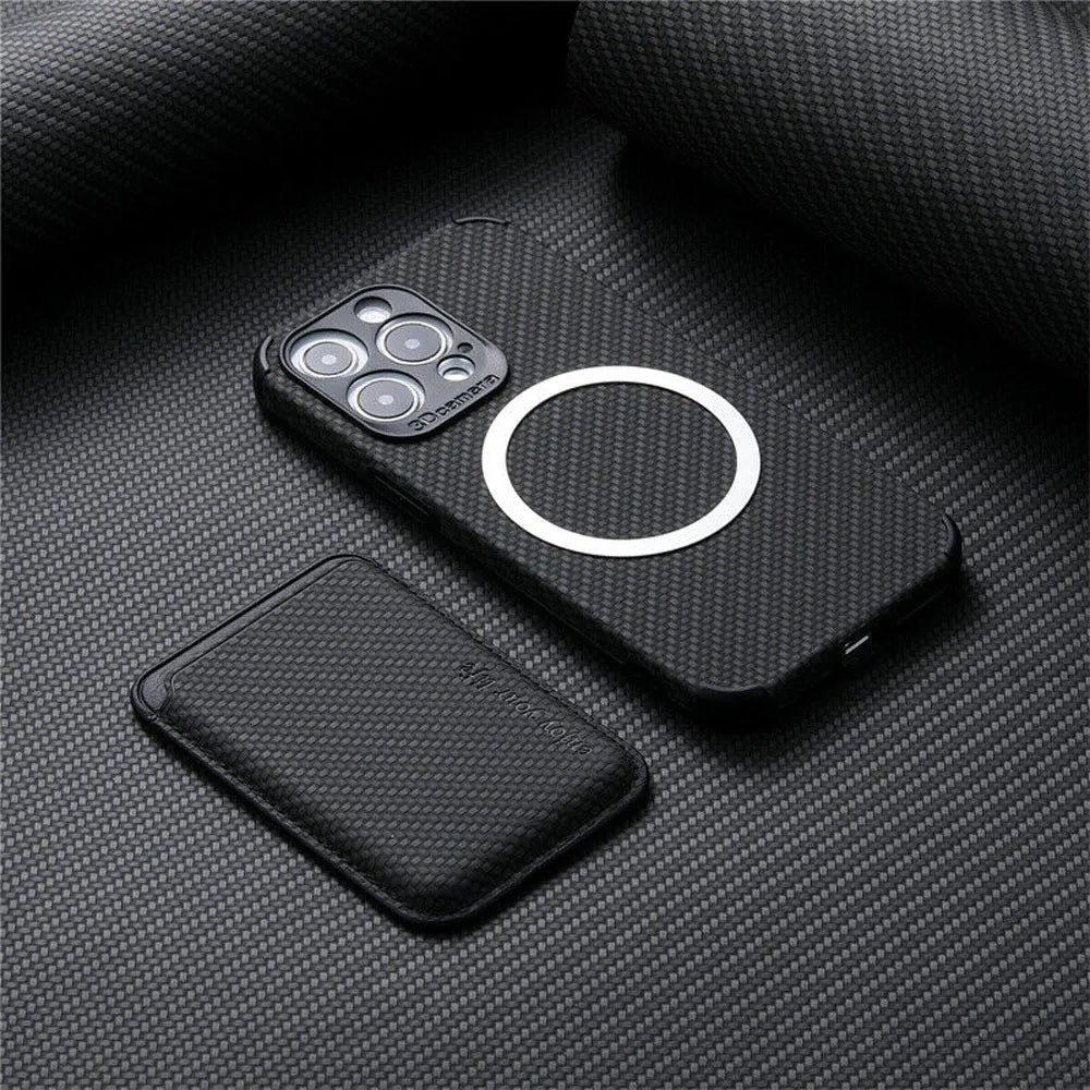 CARBONEDGE – Custodia in fibra di carbonio compatibile con superficie premium per iPhone 14 Pro e iPhone 13