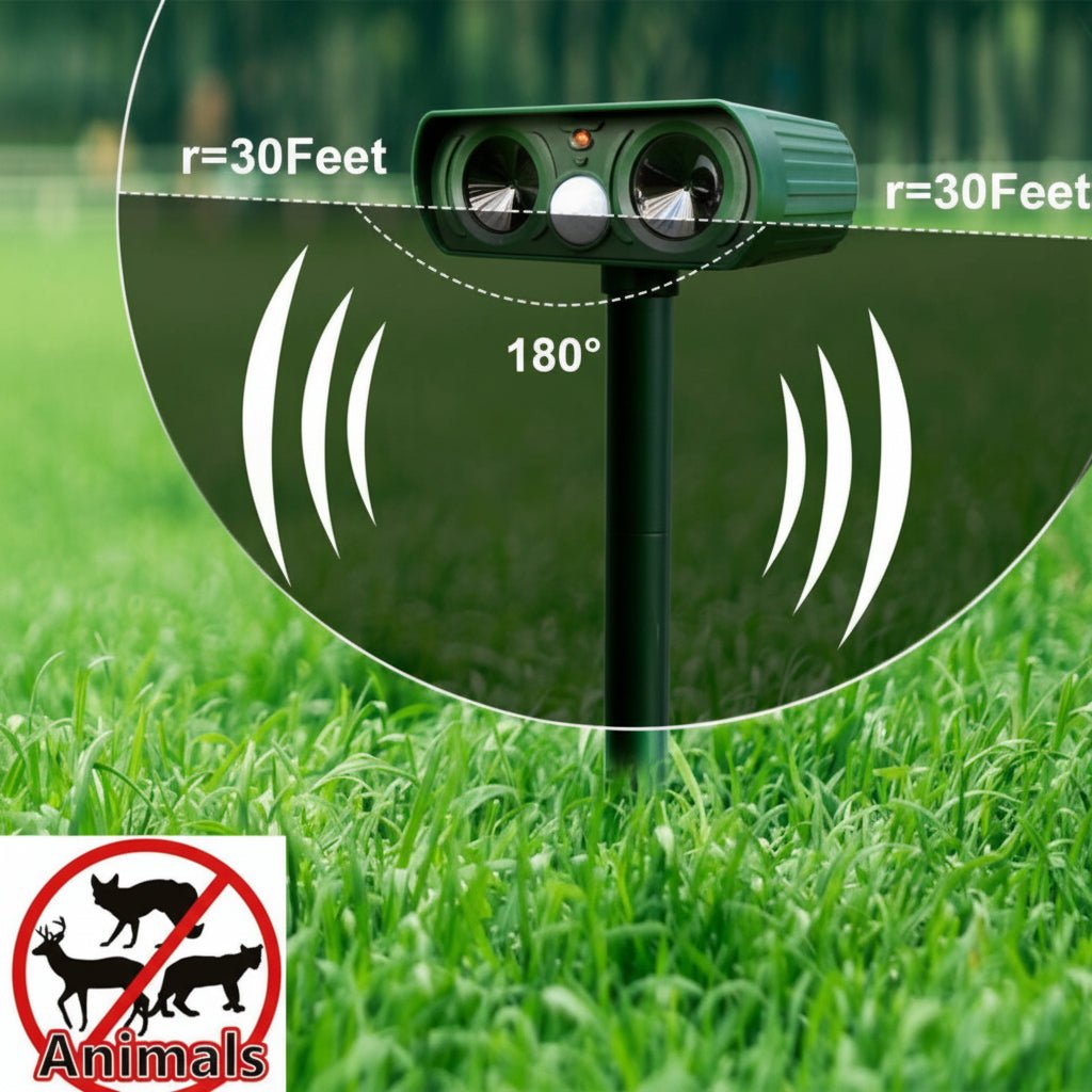 ANIMALBLOCK - Repellente ultrasonico alimentato ad energia solare per casa e giardino