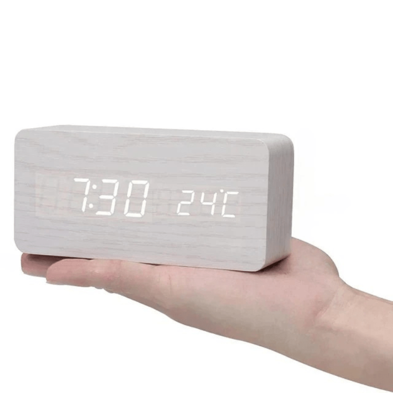 WoodSense Orologio LED in legno - Controllato a voce e di stile per ogni ambiente