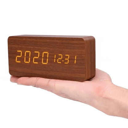 WoodSense Orologio LED in legno - Controllato a voce e di stile per ogni ambiente