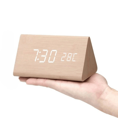 TimberGlow sveglia LED - Digitale ed elegante, in stile legno naturale