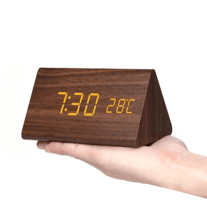 TimberGlow sveglia LED - Digitale ed elegante, in stile legno naturale