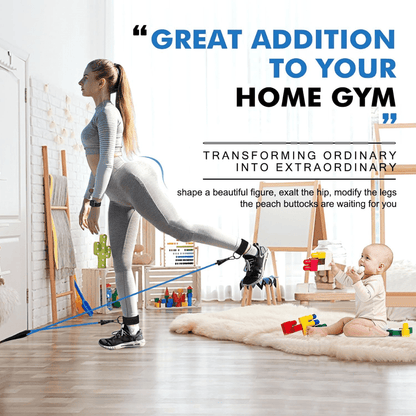 PowerFlex Bande di Resistenza – set di bande elastiche per allenamento completo del corpo e riabilitazione, con maniglie, cinturino per caviglie e aggancio per porta