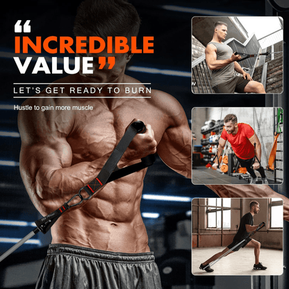 PowerFlex Bande di Resistenza – set di bande elastiche per allenamento completo del corpo e riabilitazione, con maniglie, cinturino per caviglie e aggancio per porta