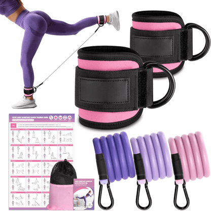 Bande di resistenza Flextone per glutei e fianchi, con cinghia per caviglie e poster di allenamento