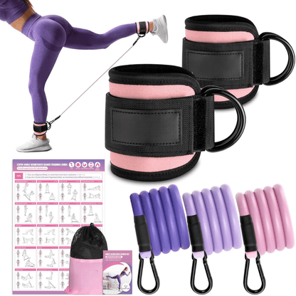 Bande di resistenza Flextone per glutei e fianchi, con cinghia per caviglie e poster di allenamento