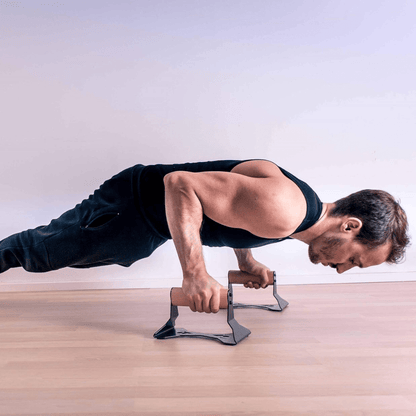 PowerGrip - Parallettes ergonomiche in legno con nucleo in acciaio per le flessioni