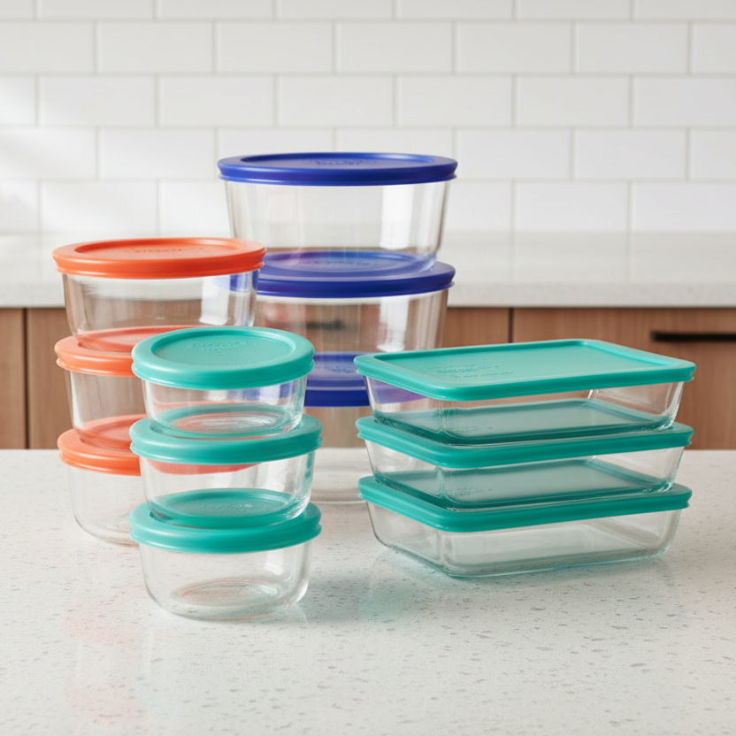 Glasskeer set di contenitori per alimenti da 12 pezzi - senza BPA, ermetico per cibo fresco e un'organizzazione efficiente