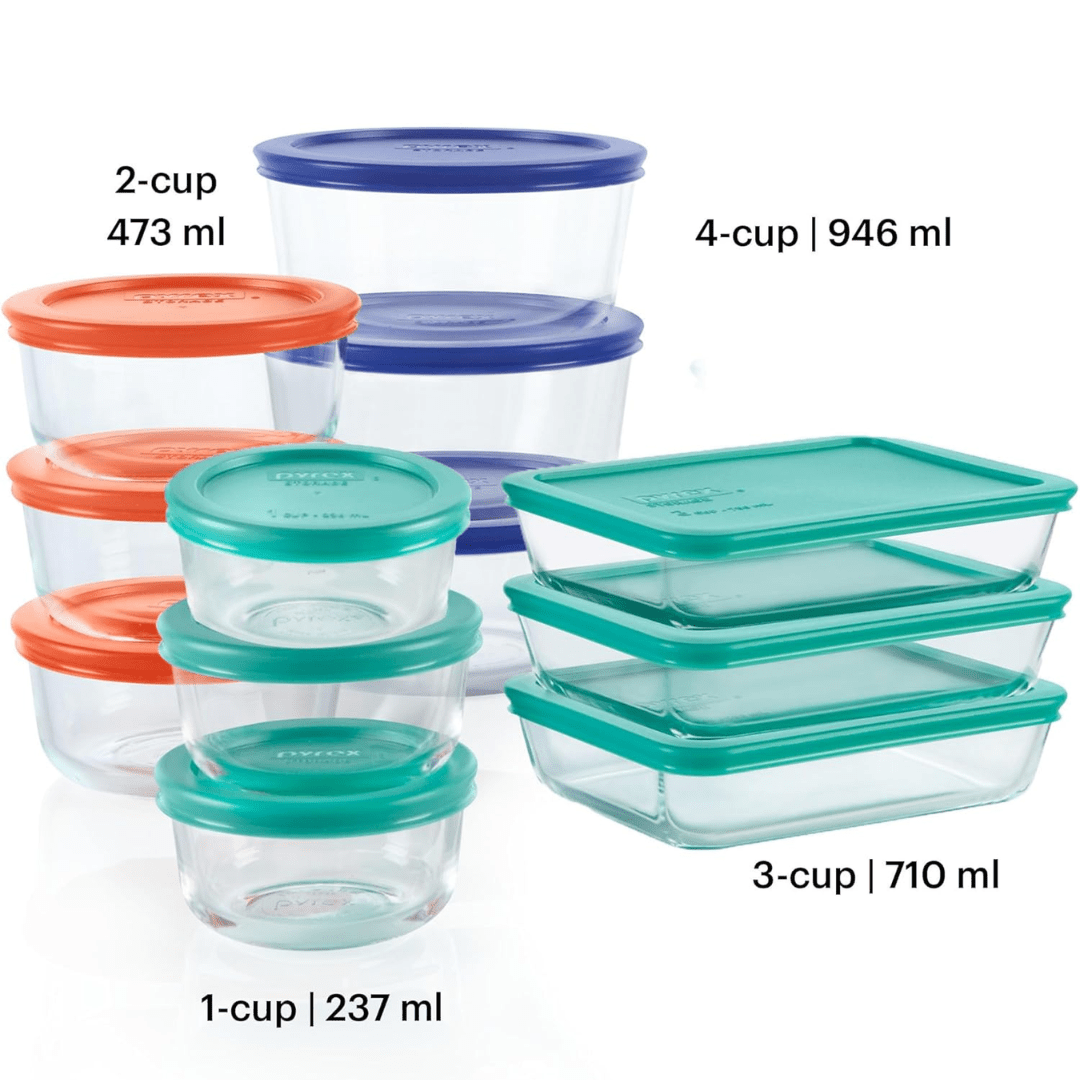 Glasskeer set di contenitori per alimenti da 12 pezzi - senza BPA, ermetico per cibo fresco e un'organizzazione efficiente