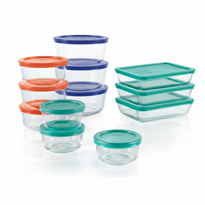 Glasskeer set di contenitori per alimenti da 12 pezzi - senza BPA, ermetico per cibo fresco e un'organizzazione efficiente
