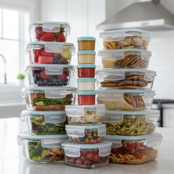 Glassafe Set di contenitori per alimenti da 35 pezzi - senza BPA, con chiusura ermetica per la preparazione dei pasti e l'organizzazione