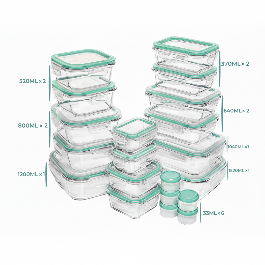 Glassafe Set di contenitori per alimenti da 35 pezzi - senza BPA, con chiusura ermetica per la preparazione dei pasti e l'organizzazione