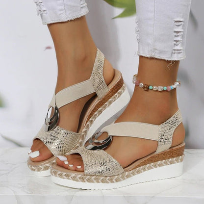 LUNIVA – Sandali con zeppa regolabili per donne, comodi da indossare