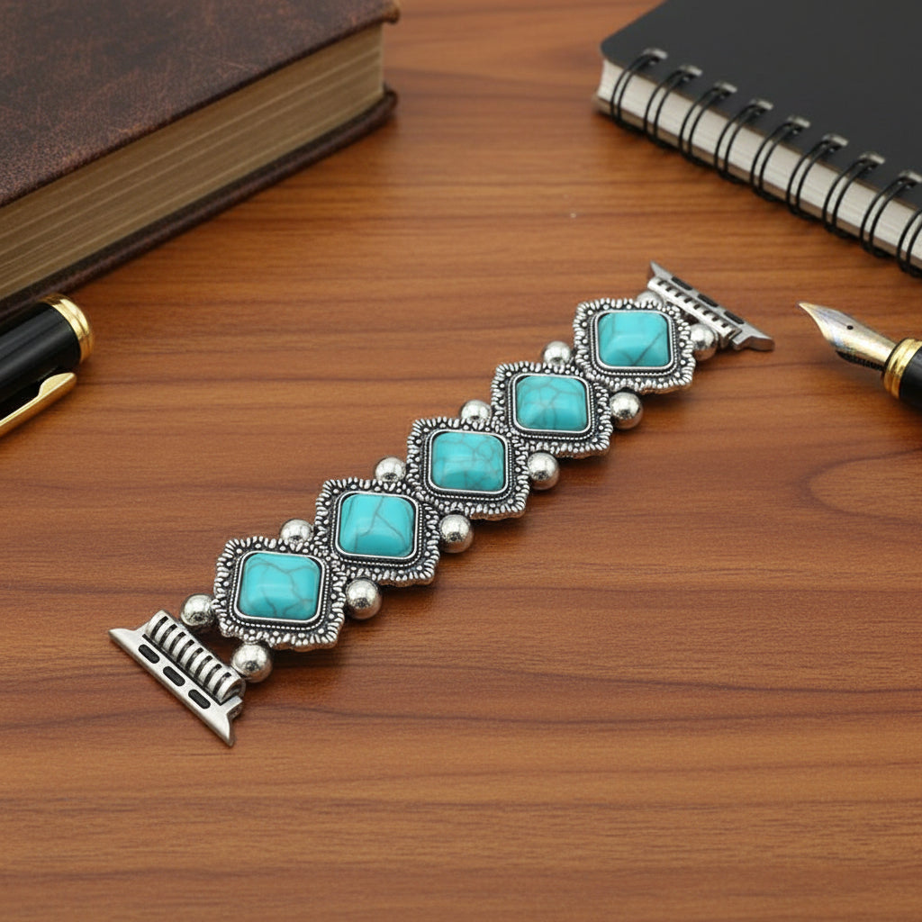 Azurelle – Bracciale Boho-Chic per smartwatch con dettaglio in turchese pregiato