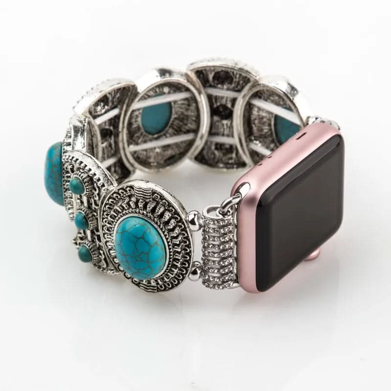 Azurelle – Bracciale Boho-Chic per smartwatch con dettaglio in turchese pregiato