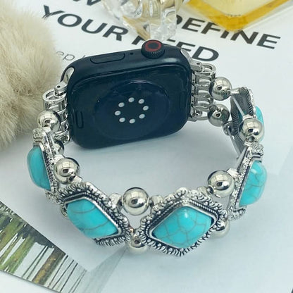 Azurelle – Bracciale Boho-Chic per smartwatch con dettaglio in turchese pregiato