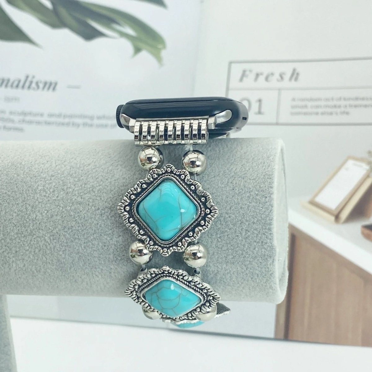 Azurelle – Bracciale Boho-Chic per smartwatch con dettaglio in turchese pregiato