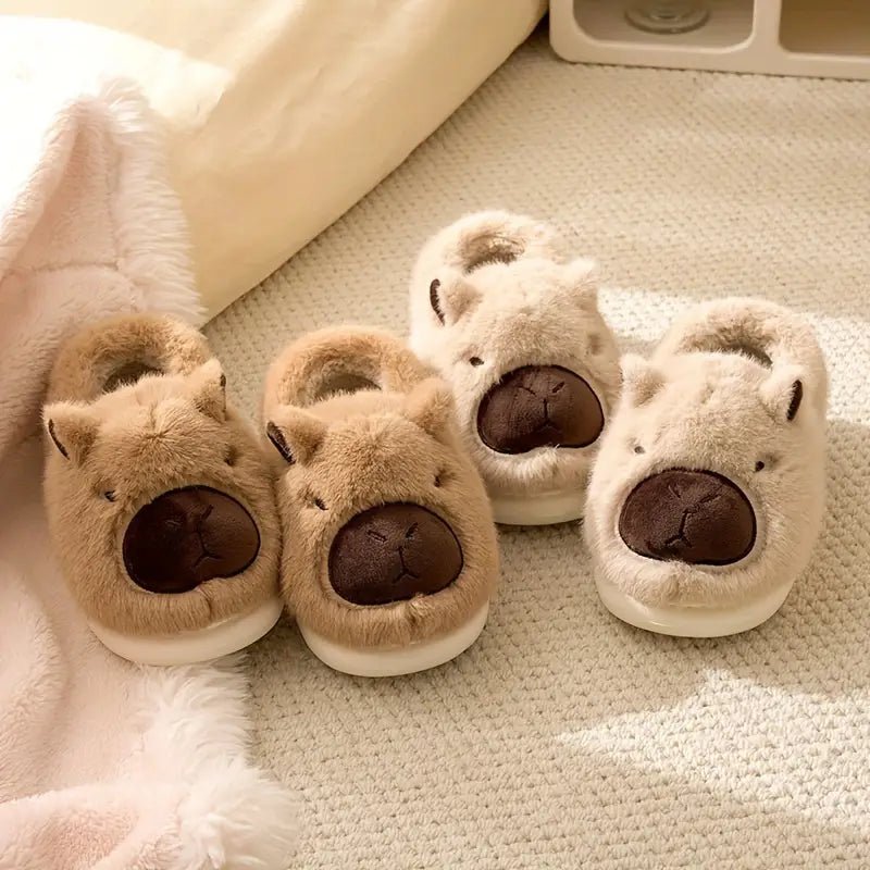CUDDLEBARA – Pantofole da interno in peluche a forma di capibara, con vestibilità confortevole e suola antiscivolo