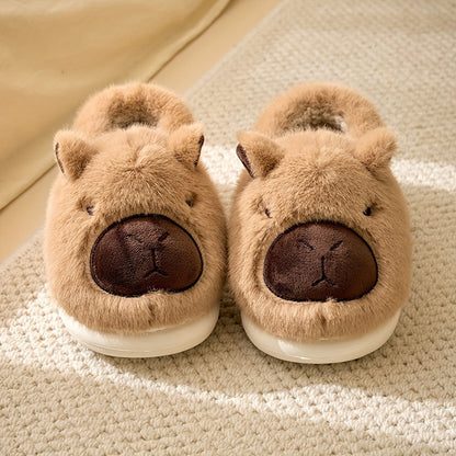CUDDLEBARA – Pantofole da interno in peluche a forma di capibara, con vestibilità confortevole e suola antiscivolo
