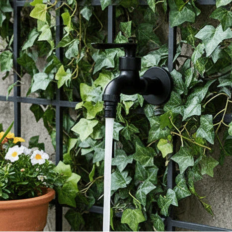MATTEFLOW – Rubinetto a parete in nero opaco per cucina, bagno e uso all'aperto