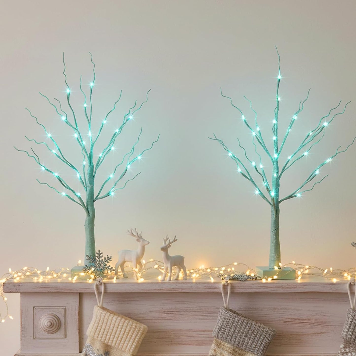 Albero di Natale Decorativo Betulla LED Albero Luminoso da Tavolo