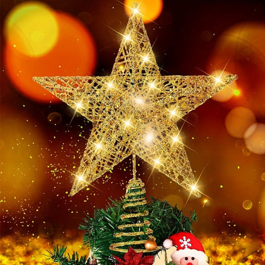 Punta per Albero di Natale Stella in Metallo con LED Illuminati – Decorazione Festiva