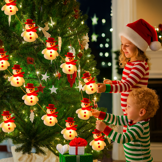 Decorazione Natalizia da Interni – Albero Luminoso LED a Batteria con Pupazzo di Neve