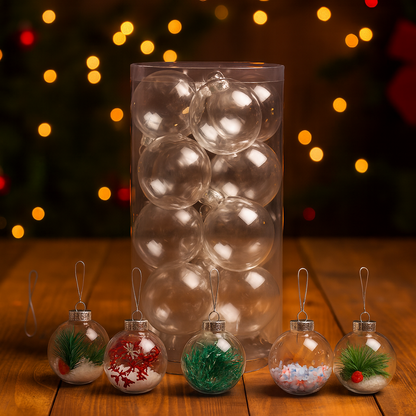 Palline di Natale Decorative Trasparenti in Plastica – Set di Sfere da Craft