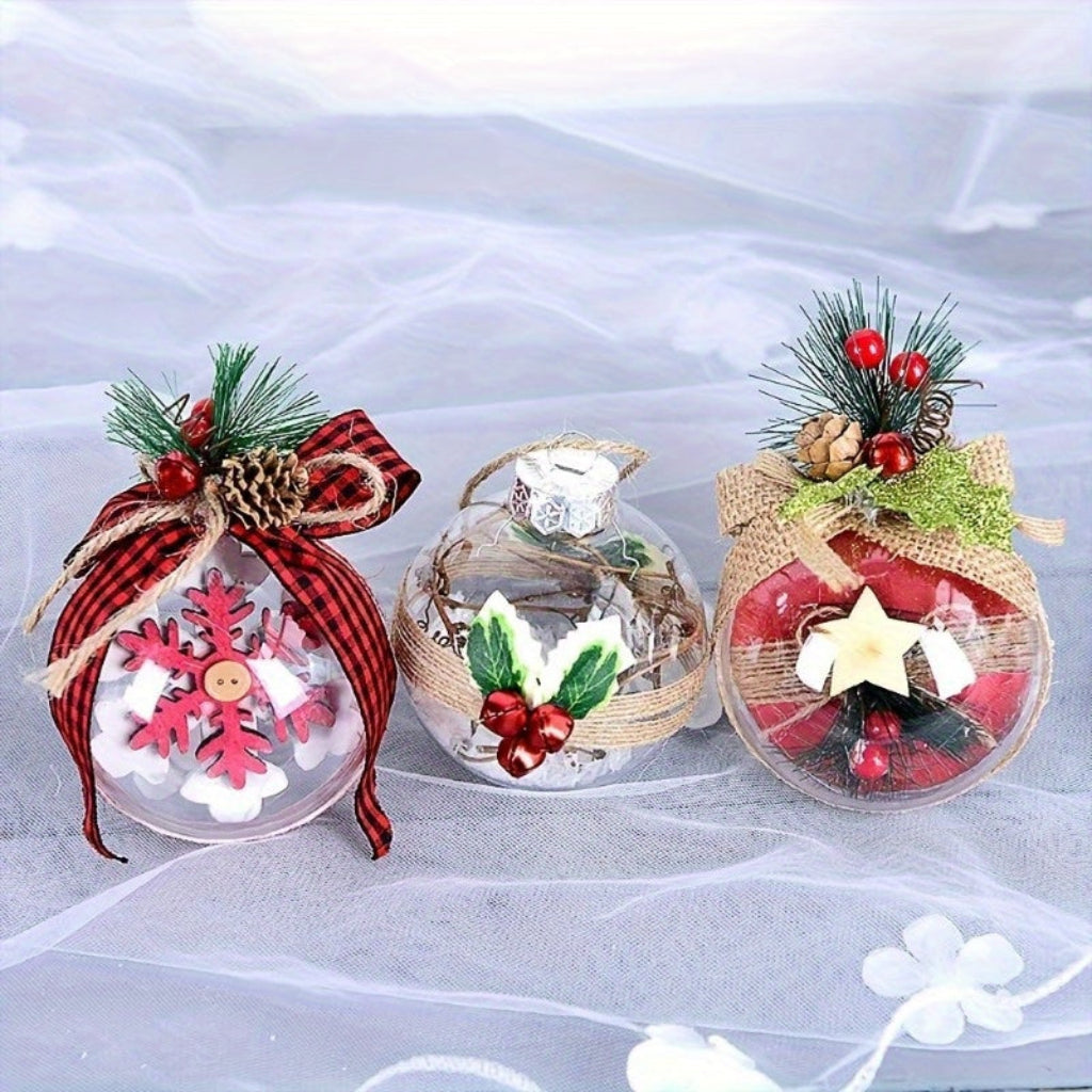 Palline di Natale Decorative Trasparenti in Plastica – Set di Sfere da Craft