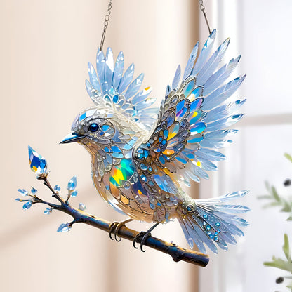 Attrape-Soleil da finestra in acrilico con design di uccello blu