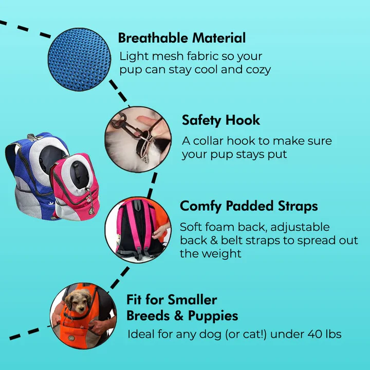 Zaino Porta Cane Ergonomico con Imbottitura e Spallacci Regolabili | Comfort e Sicurezza per Passeggiate e Escursioni