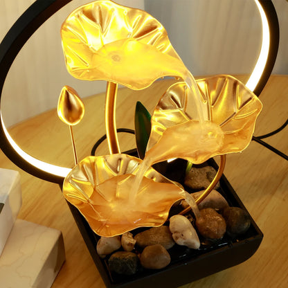 FLOWVITA – Fontana da tavolo USB con LED e pietre naturali per momenti di relax