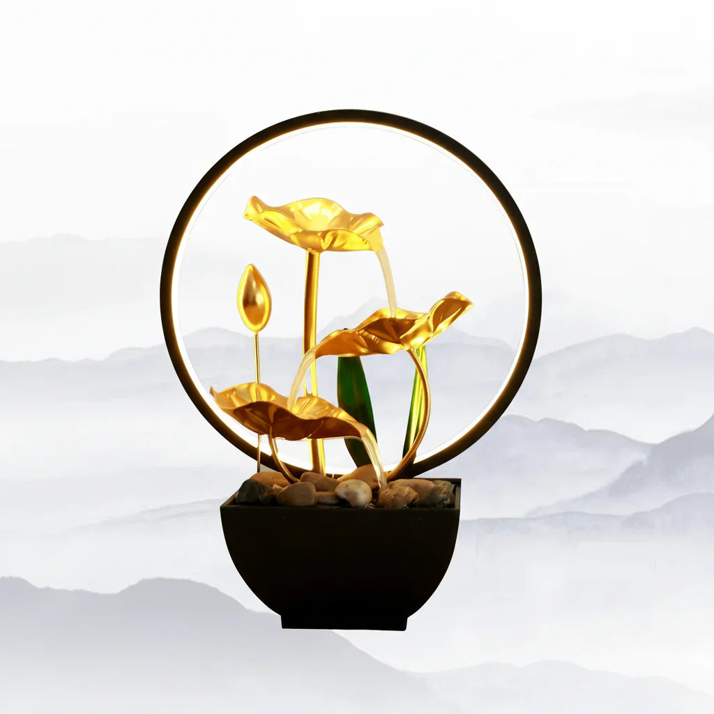 FLOWVITA – Fontana da tavolo USB con LED e pietre naturali per momenti di relax
