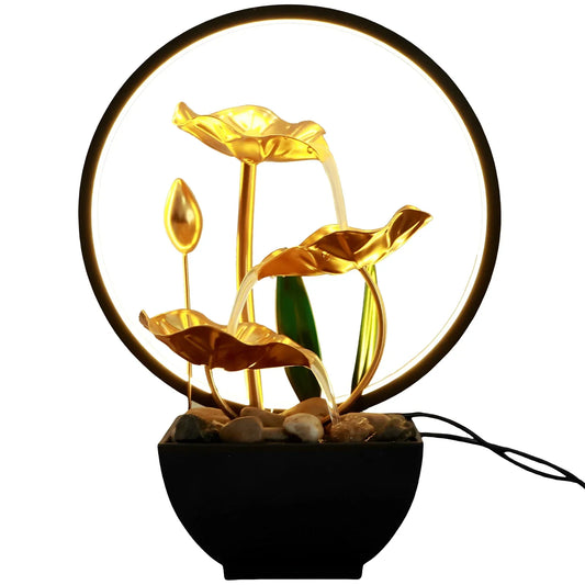 FLOWVITA – Fontana da tavolo USB con LED e pietre naturali per momenti di relax
