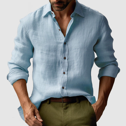 Camicia in Lino Vintage a Maniche Lunghe