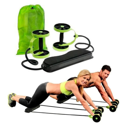 AB Roller con Corda di Trazione e Doppie Ruote – Allenamento Completo & Portatile con 44 Esercizi