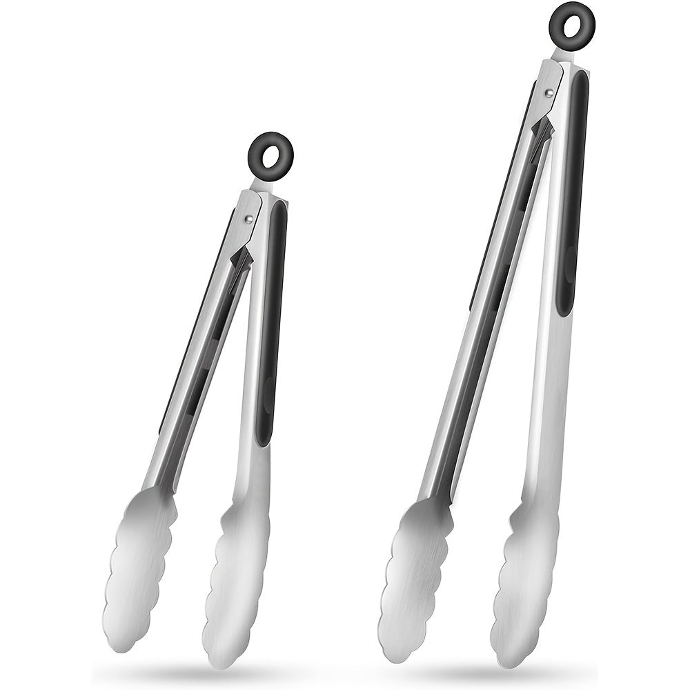 HAUSGOLD - Pinze per griglia e cucina in acciaio inossidabile con manico in silicone, 22,86 cm e 30,48 cm
