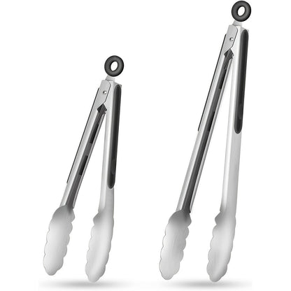 HAUSGOLD - Pinze per griglia e cucina in acciaio inossidabile con manico in silicone, 22,86 cm e 30,48 cm