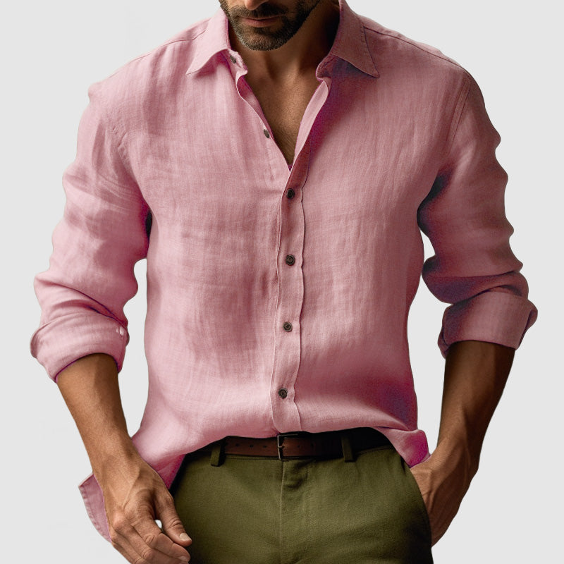 Camicia in Lino Vintage a Maniche Lunghe