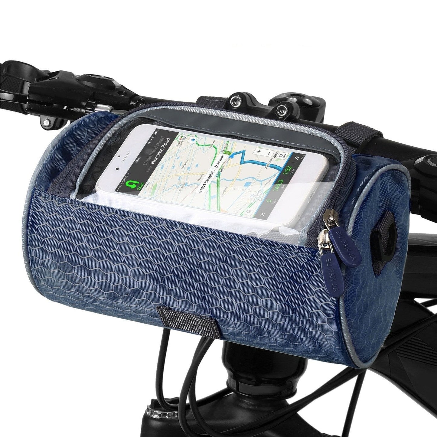 Borsa da manubrio pratica per bicicletta con porta-smartphone e materiale resistente all'acqua