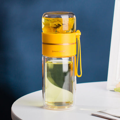 Bottiglia d'acqua in vetro con infusore, anti-scottatura