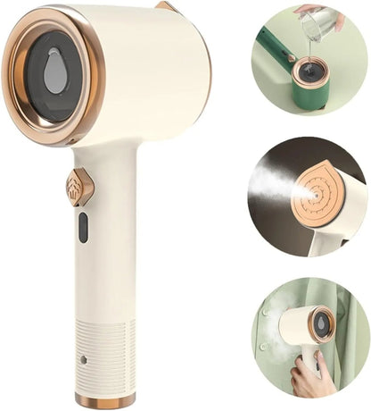 DEWRINKIQ – Vaporizzatore per tessuti portatile con piastra in titanio e serbatoio d'acqua da 50 ml
