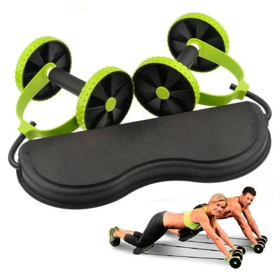 AB Roller con Corda di Trazione e Doppie Ruote – Allenamento Completo & Portatile con 44 Esercizi