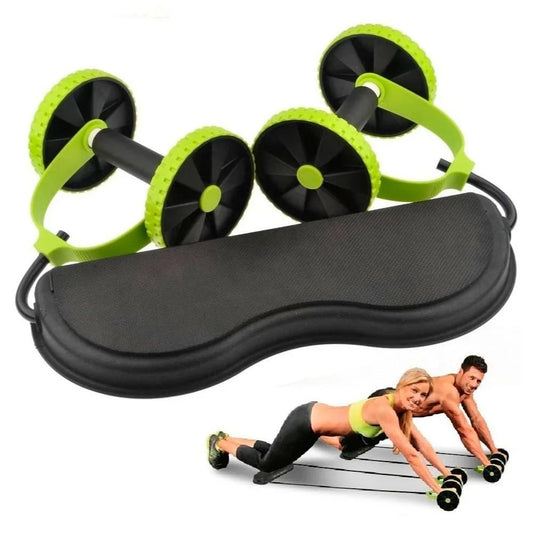AB Roller con Corda di Trazione e Doppie Ruote – Allenamento Completo & Portatile con 44 Esercizi
