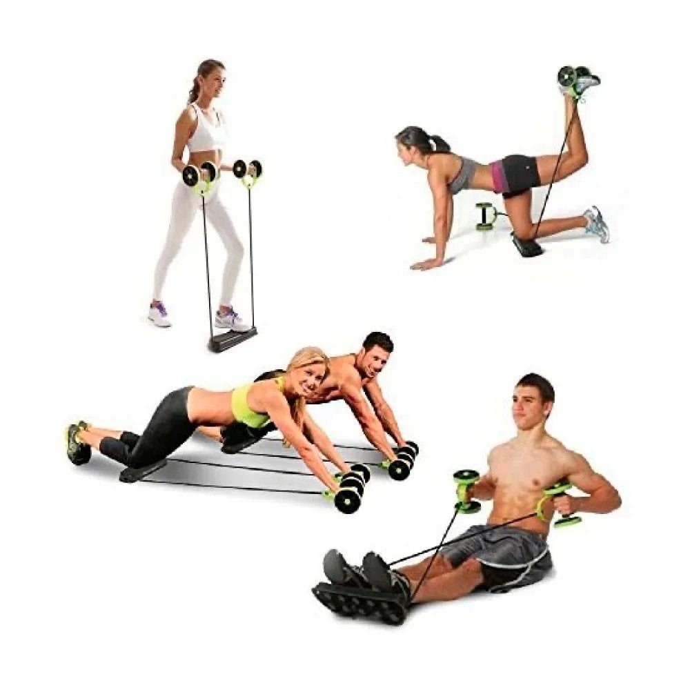 AB Roller con Corda di Trazione e Doppie Ruote – Allenamento Completo & Portatile con 44 Esercizi