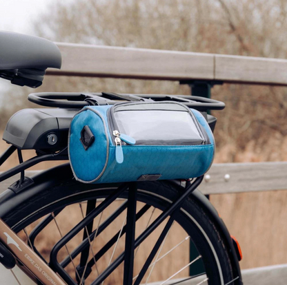 Borsa da manubrio pratica per bicicletta con porta-smartphone e materiale resistente all'acqua